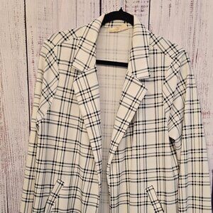 Women's open front blazer/jacket black & white plaid